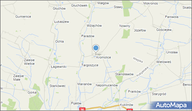 mapa Kromolice, Kromolice gmina Pogorzela na mapie Targeo