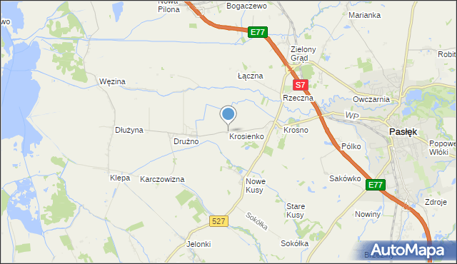 mapa Krosienko, Krosienko na mapie Targeo