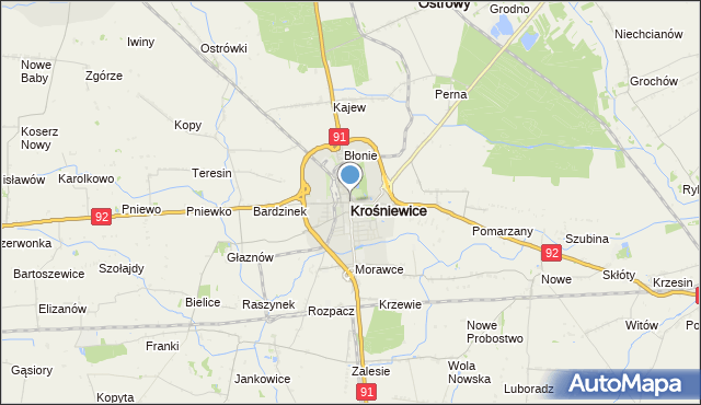 mapa Krośniewice, Krośniewice na mapie Targeo