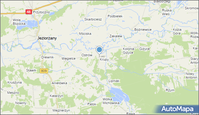 mapa Krupy, Krupy gmina Michów na mapie Targeo