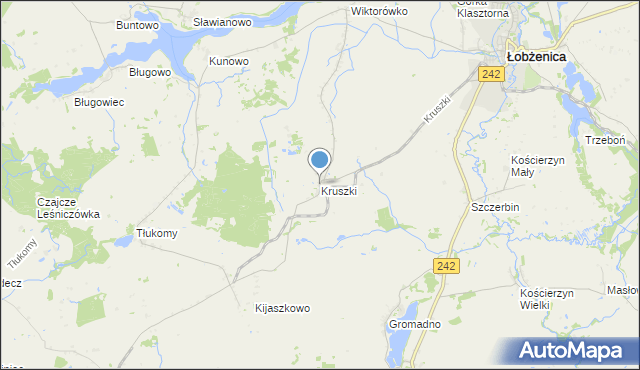 mapa Kruszki, Kruszki gmina Łobżenica na mapie Targeo