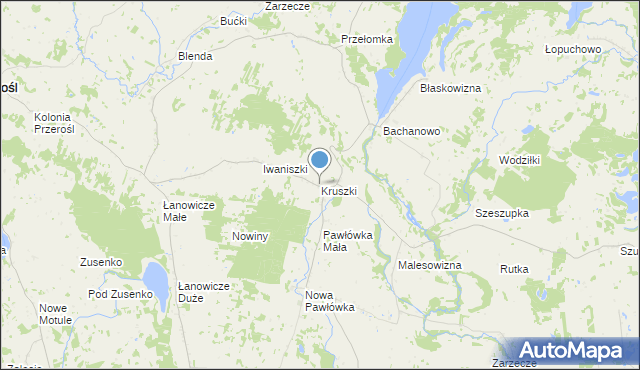 mapa Kruszki, Kruszki gmina Przerośl na mapie Targeo