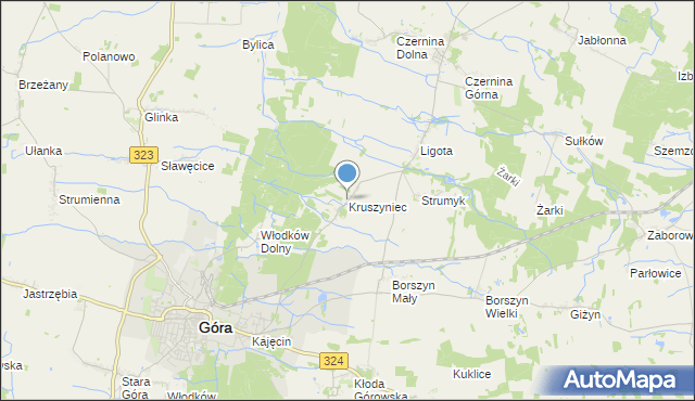 mapa Kruszyniec, Kruszyniec gmina Góra na mapie Targeo