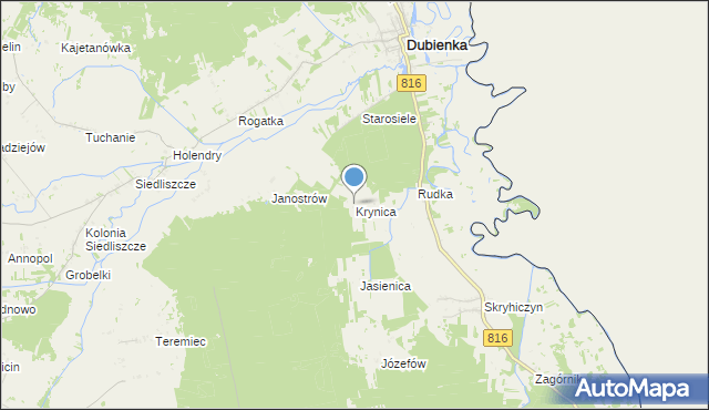 mapa Krynica, Krynica gmina Dubienka na mapie Targeo