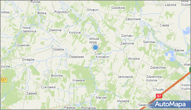 mapa Krzcięcin, Krzcięcin na mapie Targeo
