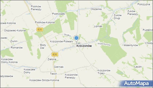 mapa Krzczonów, Krzczonów powiat lubelski na mapie Targeo