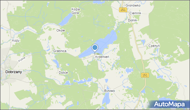 mapa Krzemień, Krzemień gmina Dobrzany na mapie Targeo