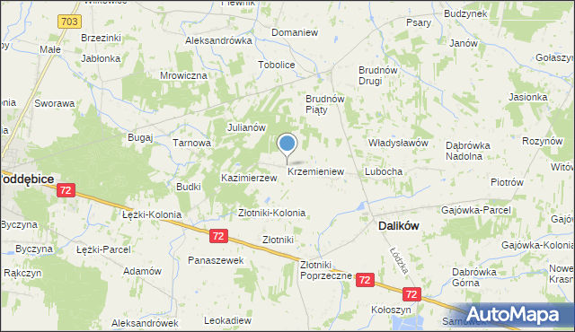 mapa Krzemieniew, Krzemieniew na mapie Targeo