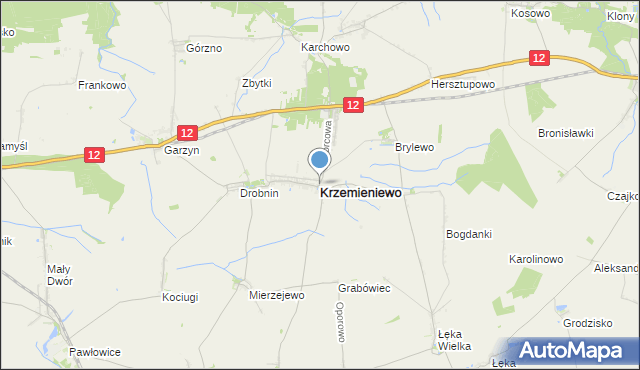 mapa Krzemieniewo, Krzemieniewo powiat leszczyński na mapie Targeo