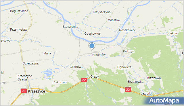 mapa Krzemów, Krzemów na mapie Targeo