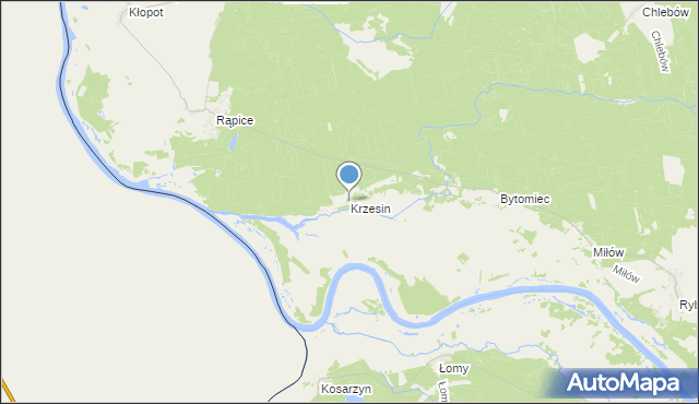 mapa Krzesin, Krzesin gmina Cybinka na mapie Targeo