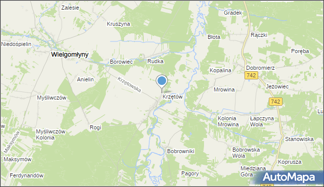 mapa Krzętów, Krzętów na mapie Targeo