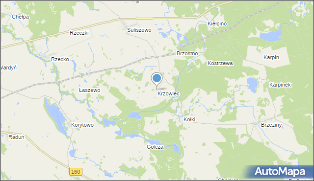 mapa Krzowiec, Krzowiec na mapie Targeo