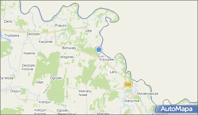 mapa Krzyczew, Krzyczew na mapie Targeo