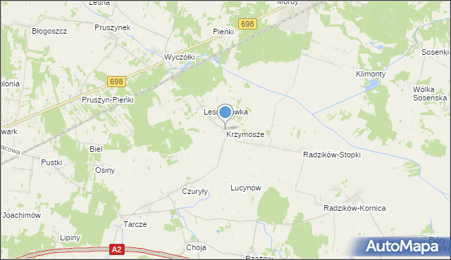 mapa Krzymosze, Krzymosze na mapie Targeo