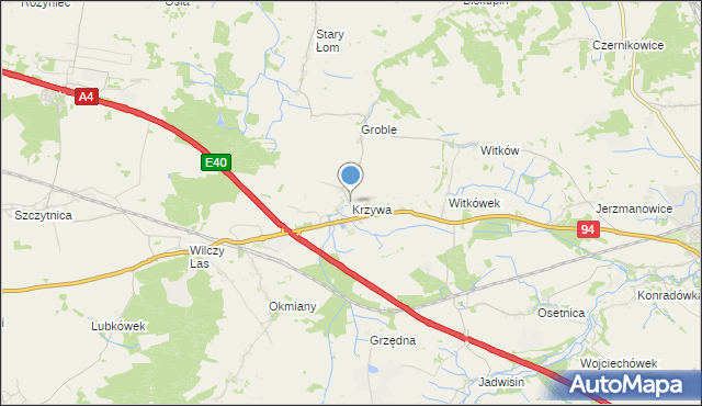 mapa Krzywa, Krzywa gmina Chojnów na mapie Targeo