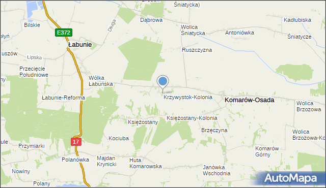 mapa Krzywystok-Kolonia, Krzywystok-Kolonia na mapie Targeo