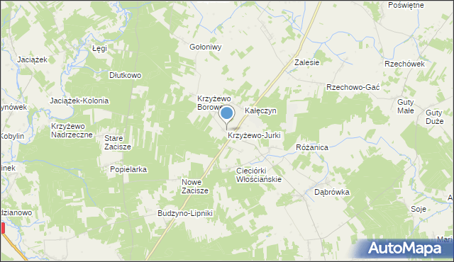 mapa Krzyżewo-Jurki, Krzyżewo-Jurki na mapie Targeo