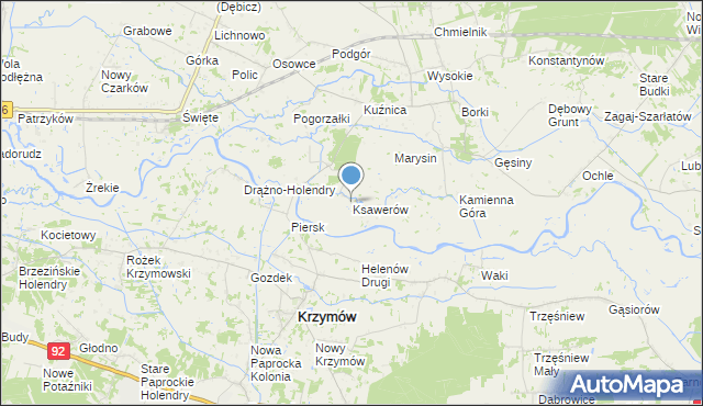 mapa Ksawerów, Ksawerów gmina Kramsk na mapie Targeo