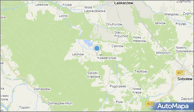 mapa Ksawerynów, Ksawerynów gmina Łaskarzew na mapie Targeo