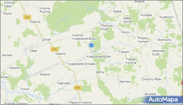 mapa Księżopole-Komory, Księżopole-Komory na mapie Targeo