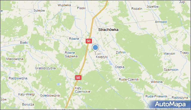 mapa Księżyki, Księżyki na mapie Targeo