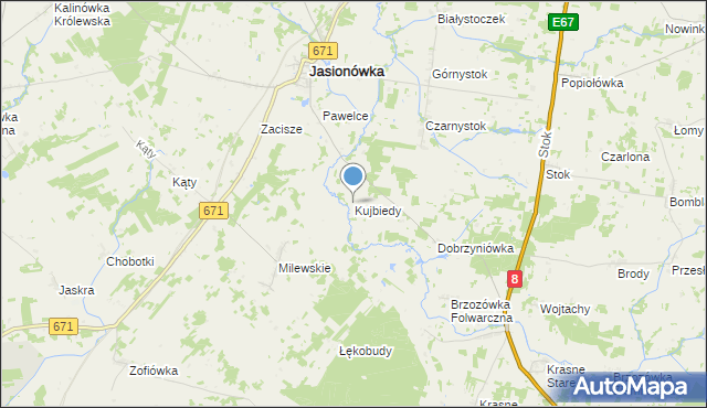 mapa Kujbiedy, Kujbiedy na mapie Targeo