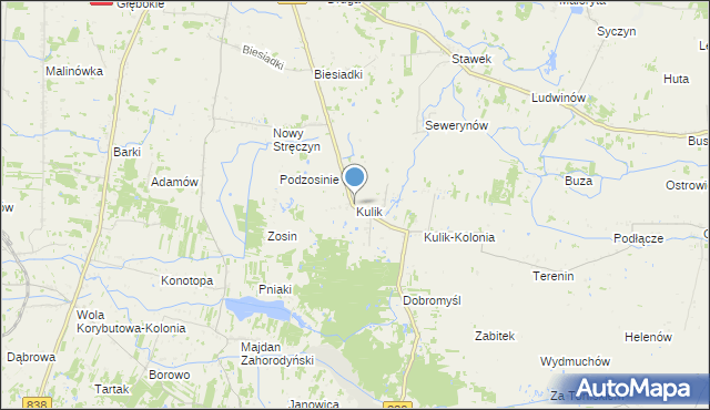 mapa Kulik, Kulik gmina Siedliszcze na mapie Targeo