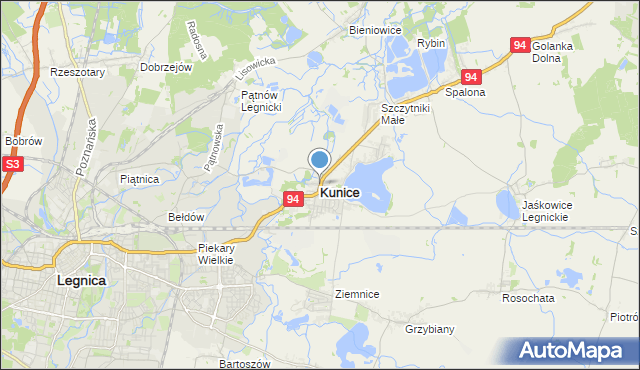 mapa Kunice, Kunice powiat legnicki na mapie Targeo