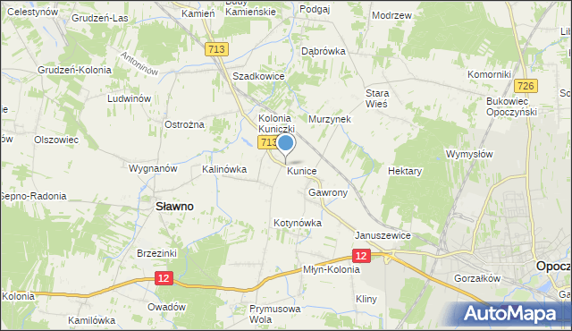 mapa Kunice, Kunice gmina Sławno na mapie Targeo