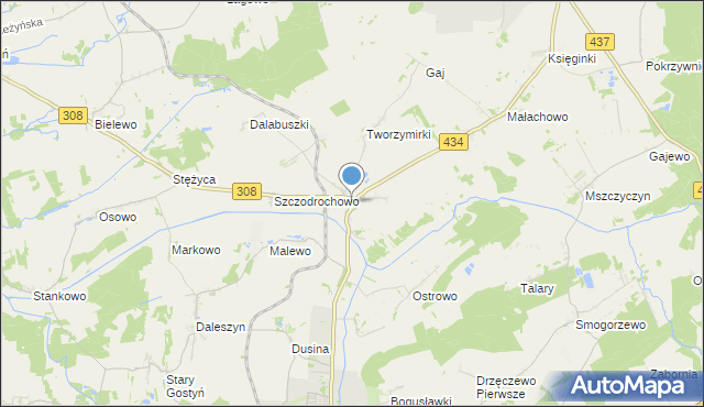 mapa Kunowo, Kunowo gmina Gostyń na mapie Targeo