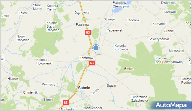 mapa Kurowice, Kurowice gmina Sabnie na mapie Targeo