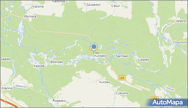 mapa Kurówko, Kurówko gmina Bobolice na mapie Targeo