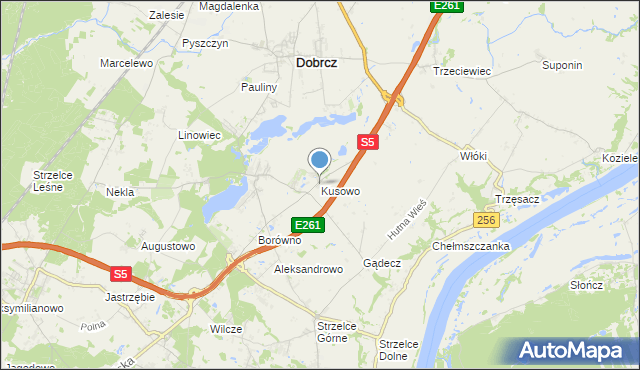 mapa Kusowo, Kusowo gmina Dobrcz na mapie Targeo