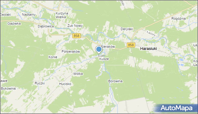 mapa Kusze, Kusze na mapie Targeo