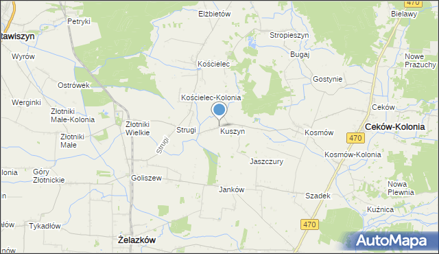 mapa Kuszyn, Kuszyn na mapie Targeo