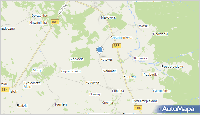 mapa Kutowa, Kutowa na mapie Targeo