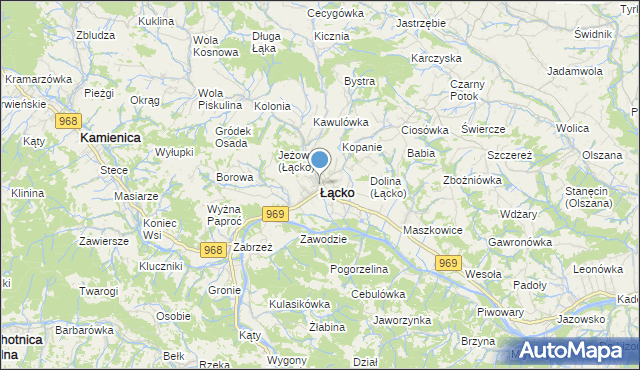 mapa Łącko, Łącko powiat nowosądecki na mapie Targeo