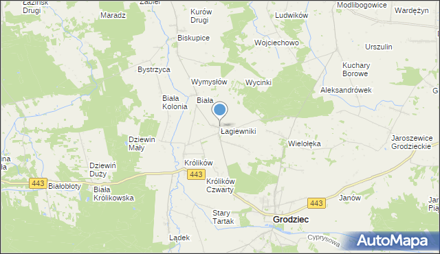 mapa Łagiewniki, Łagiewniki gmina Grodziec na mapie Targeo