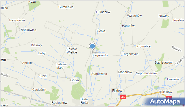 mapa Łagiewniki, Łagiewniki gmina Kobylin na mapie Targeo