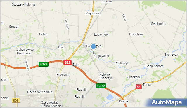 mapa Łagiewniki, Łagiewniki gmina Niemce na mapie Targeo