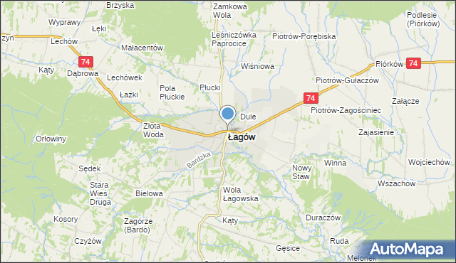 mapa Łagów, Łagów powiat kielecki na mapie Targeo