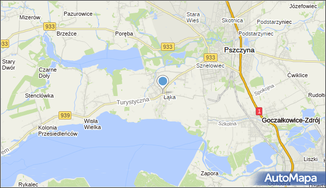 mapa Łąka, Łąka gmina Pszczyna na mapie Targeo