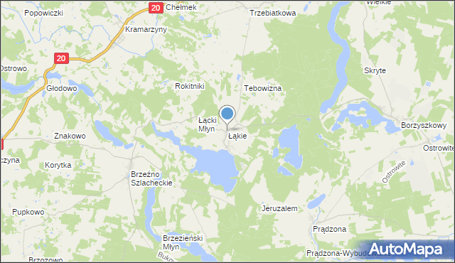 mapa Łąkie, Łąkie gmina Lipnica na mapie Targeo