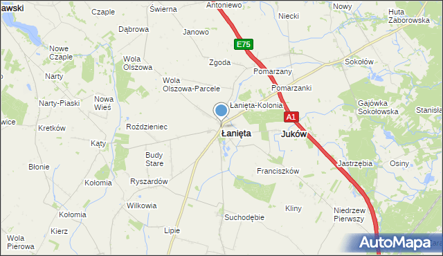 mapa Łanięta, Łanięta powiat kutnowski na mapie Targeo