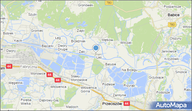 mapa Las, Las gmina Przeciszów na mapie Targeo