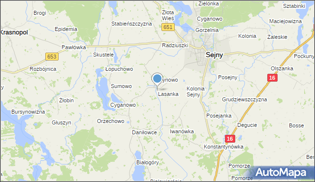 mapa Lasanka, Lasanka na mapie Targeo