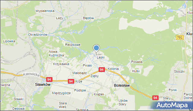 mapa Laski, Laski gmina Bolesław na mapie Targeo