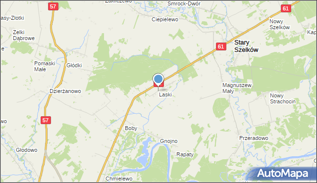 mapa Laski, Laski gmina Szelków na mapie Targeo