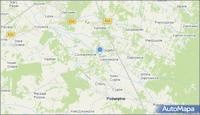 mapa Laskowizna, Laskowizna gmina Poświętne na mapie Targeo